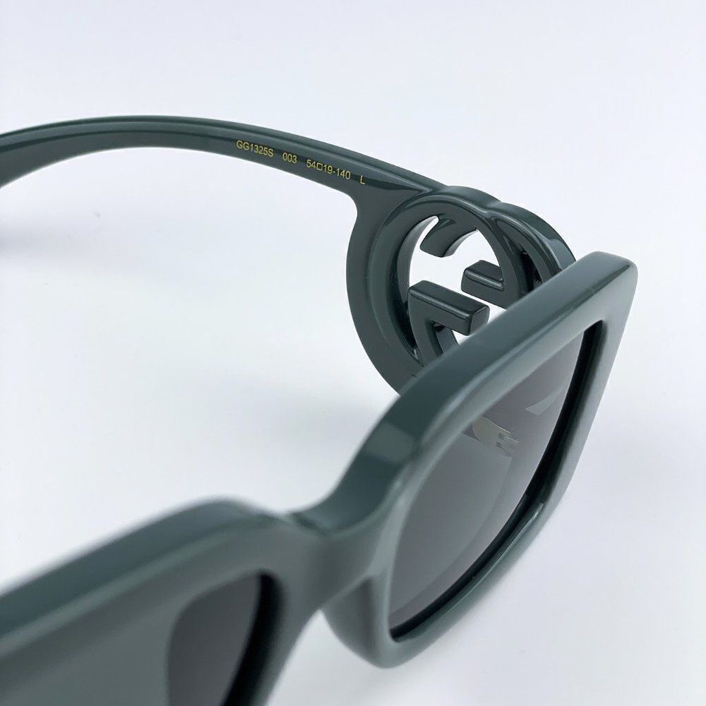 NEW Gucci GG1325S 003 Grey Smoke Grey Rectangle Women Sunglasses - Picture 10 of 14